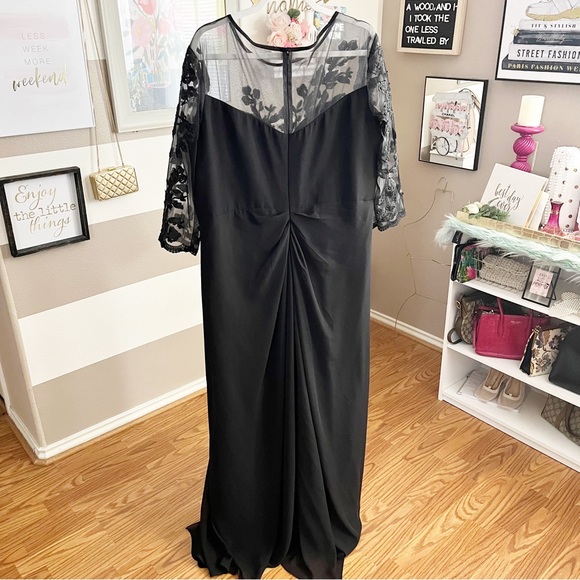 TS Couture black floral mesh long formal mother of the bride dress - Picture 6 of 11